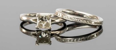 PRINCESS DIAMOND SOLITAIRE RING, GIA certificated stone 0.70ct, colour F and clarity VS1, in