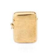 GEORGE V 9CT GOLD VESTA CASE, Henry Matthews, Birmingham 1923, hinged cover, plain, ring attachment,