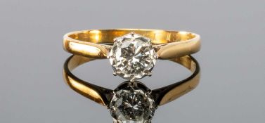 DIAMOND SOLITAIRE RING, the brilliant-cut stone approx. 0.5ct, estimated at H-J colour and I2