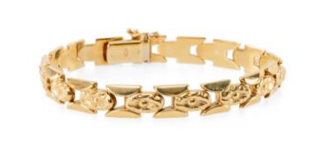 9CT GOLD FANCY FOLIATE LINK BRACELET, 17.5cms (l), 8mms (w), 10.1g Provenance: deceased estate
