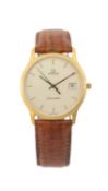 VINTAGE GENT'S 9CT GOLD OMEGA SEAMASTER WRISTWATCH, circular dial with baton numerals and date