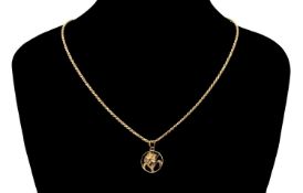 9CT GOLD DAFFODIL PENDANT on 9ct gold rope twist chain, 46cms long, 7.0g Provenance: private