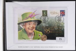 ELIZABETH II GOLD PROOF SOVEREIGN PRESENTATION COVER, 2021, Queen Elizabeth's 95th Birthday, limited