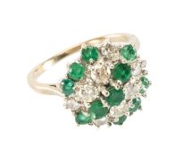 18CT GOLD DIAMOND & EMERALD CLUSTER RING, ring size N, 5.8g Provenance: private collection Cardiff