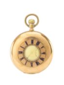 ELGIN GOLD PLATED HALF HUNTER POCKET WATCH, signed white enamel Roman dial, subsid. secs. dial,