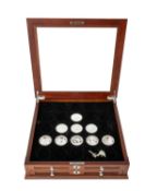 PART SET OF DANBURY MINT FINE SILVER MEDALLIONS, 'History of Britain', two-case cabinet containing
