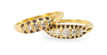 DIAMOND FIVE-STONE RING in 18ct gold, hallmarked Birmingham 1906, old round-cut stones graduating in