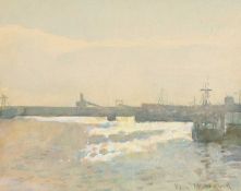 ‡ KEN HOWARD ARA, NEAC, RWS (English, 1932-2022) watercolour - entitled 'Newlyn' on label verso,