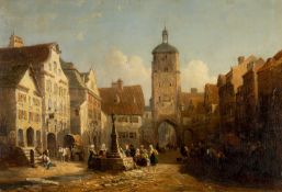 CALEB ROBERT STANLEY (English, 1795-1868) oil on panel - Rothenburg ob der Tauber, Bavaria, signed