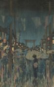 CHARLES WILLIAM BARTLETT (English, 1860-1940) woodblock print on paper - entitled 'Kobe 1916',