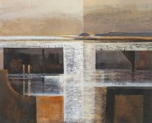 ‡ JUDY HEMPSTEAD (English, 1939-2020) mixed media - Sea Defences, signed, titled verso, 41 x 51cms