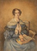 MARY ELLEN BEST (English, 1809-1891) watercolour - portrait of a young woman (possibly a self-