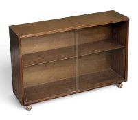 MID-CENTURY TWO-SHELF BOOKCASE with glass sliding doors, by 'Multi-Width Fitting Furniture', on