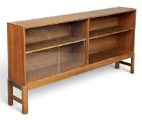 MID-CENTURY TYPE BOOKCASE by McIntosh & Co. of Kirkcaldy, Scotland, with open shelves and sliding