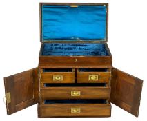 STAINED PINE TABLETOP COLLECTOR'S CABINET, late 19th century, lift-up lid, double doors enclosing