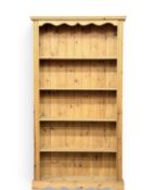 GOOD PINE OPEN BOOKCASE with five fixed shelves, 184 (h) x 101 (w) x 29cms (d) Provenance: private