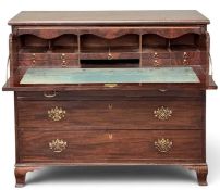 REGENCY MAHOGANY SECRETAIRE CHEST, fitted drop-down section over three drawers, 108 (h) x 126 (w)