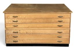 MID-CENTURY TYPE MULTI-DRAWER PLAN / MAP CHEST, six drawers in two sections, 83 (h) x 151 (w) x