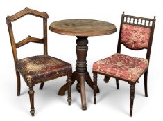 VINTAGE FURNITURE comprising mahogany tilt-top tripod table, 77 (h) x 65 (w) x 47cms (d); and two