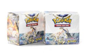 POKÉMON SWORD & SHIELD: BRILLIANT STARS, two factory-sealed booster boxes, each box containing