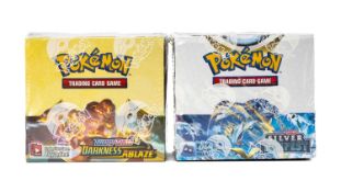 POKÉMON SWORD & SHIELD: DARKNESS ABLAZE & SILVER TEMPEST, two factory-sealed booster boxes, each box