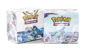 POKÉMON SWORD & SHIELD: CHILLING REIGN & SILVER TEMPEST, two factory-sealed booster boxes, each