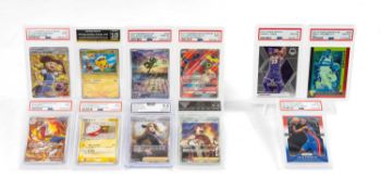 POKÉMON GRADED SLABS, a collection of eight PSA, Get Graded and Absolute Objective Grading cards