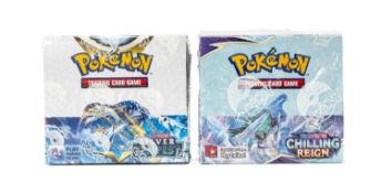 POKÉMON SWORD & SHIELD: CHILLING REIGN & SILVER TEMPEST, two factory-sealed booster boxes, each
