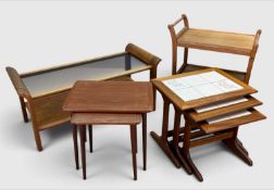 GROUP OF MID-CENTURY OCCASIONAL FURNITURE comprising, Staples & Co. Ltd teak drinks trolley, two