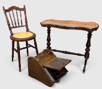 GROUP OF ANTIQUE FURNITURE comprising, late Victorian 'bistro' spindle-back chair, 97cms (h) (seat