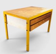 LATE 20TH CENTURY ARCHITECTS PLAN CHEST, metal frame, plywood top and sides, two pine drawers, 72 (