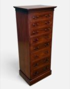 TALL EDWARDIAN INLAID MAHOGANY CHEST, crossbanded top, drawer fronts & plinth, eight graduated