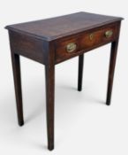 GEORGIAN MAHOGANY & OAK LOWBOY/SIDE TABLE, single frieze drawer, tapering square legs, 76 (h) x