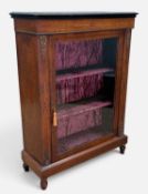 19TH CENTURY WALNUT PIER CABINET, burr and boxwood inlay marquetry to frieze and uprights, gilt