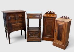 SMALL GROUP OF ANTIQUE TABLES comprising, two pot cupboards/nightstands, 86 & 80cms (h), George