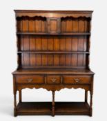 TITCHMARSH & GOODWIN SMALL OAK DRESSER, model RL36, lockable spice cupboard, shaped apron,