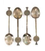 MASONIC INTEREST: FOUR SILVER TEASPOONS, terminals with crests for Manchester Accord Lodge, 1.