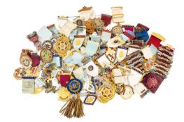 MASONIC INTEREST: COLLECTION OF GILT METAL & ENAMEL JEWELS, contained in a Coats nine-drawer