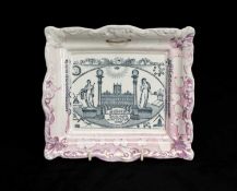 MASONIC INTEREST: MID-19TH CENTURY DIXON & CO. SUNDERLAND LUSTRE PLAQUE, the centre transfer printed