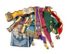 MASONIC INTEREST: VARIOUS SASHES, PENDANTS ETC. Provenance: private collection Merseyside