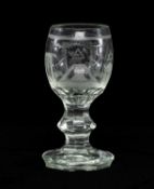 MASONIC INTEREST: 19TH CENTURY MASONIC FIRING GLASS, the bowl engraved with Masonic symbols, on