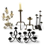 SELECTION OF SCROLLED & OTHER METAL CANDLE HOLDERS, 37cms (h) the largest Provenance: private