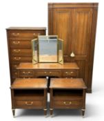 STAG BEDROOM FURNITURE, comprising two-door wardrobe, 193 (h) x 99 (w) x 59cms (d); tall chest of