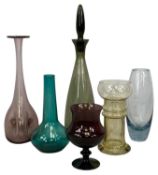 MID-CENTURY GLASSWARE, including Holmegaard light-blue vase of torpedo design, signed and dated 1961