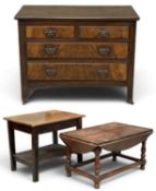 EDWARDIAN WALNUT & MAHOGANY CHEST of two over two drawers, 80 (h) x 104 (w) x 45cms (d); and an