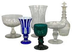 GEORGIAN & LATER GLASSWARE, including small decanter and stopper engraved with grape and vine