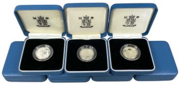 SEVEN ROYAL MINT UK SILVER PROOF £1 COINS, each 9.5g, encapsulated and in presentation cases