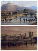 JOSEPH JOSIAH DODD (British, 1809-1894) pair of watercolours - entitled 'Caernarfon Castle' and