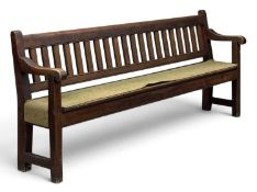WELSH CHAPEL PINE BENCH with slatted back, 92 (h) x 220 (w) x 48cms (d) Provenance: private