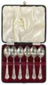 CASED SET OF SIX KING'S PATTERN TEASPOONS, stamped 'Sterling', 3.2ozt (101g) Provenance: private